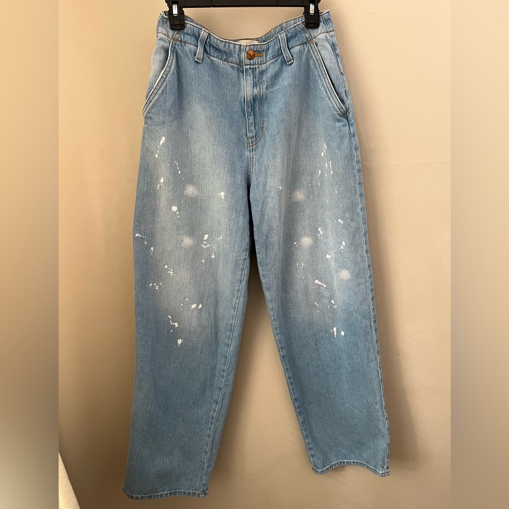 100% Cotton Relaxed Straight Splatter Jeans - Picture 2 of 5